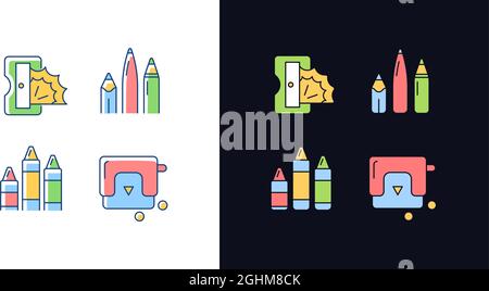 Painter essentials light and dark theme RGB color icons set Stock Vector