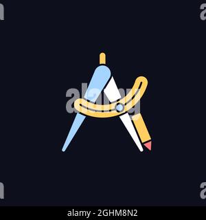 Compass tool RGB color icon for dark theme Stock Vector
