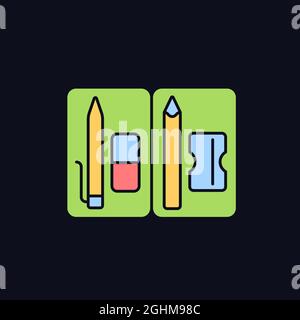 Pencil pouch RGB color icon for dark theme Stock Vector