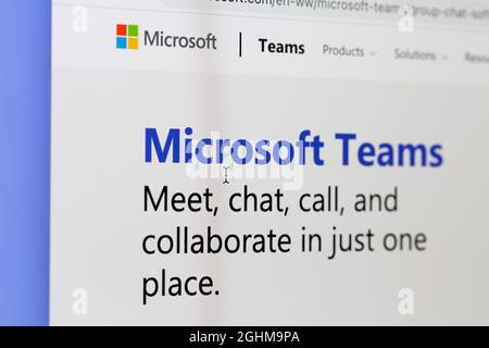 Ostersund, Sweden - May 10, 2021: Microsoft Teams website on a computer screen. Teams is a unified team communication and collaboration platform. Stock Photo