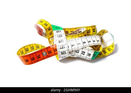 Flexible measuring tape isolated on white Stock Photo
