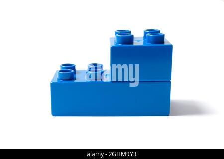 Blue building blocks isolated on white Stock Photo - Alamy