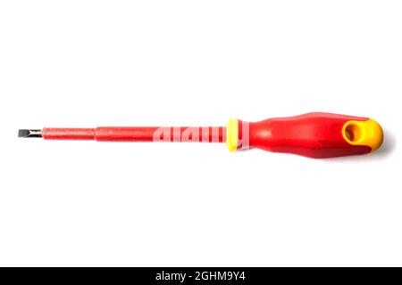 Red screwdriver isolated on white Stock Photo