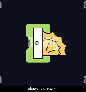 Pencil sharpener RGB color icon for dark theme Stock Vector