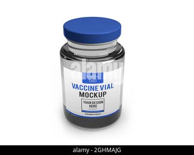 Vaccine Vial 3D Illustration Mockup Scene on Isolated Background Stock Photo