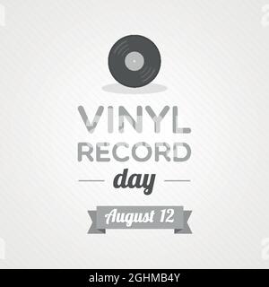 Vinyl Record Day. August 12. Vector illustration, flat design Stock Vector