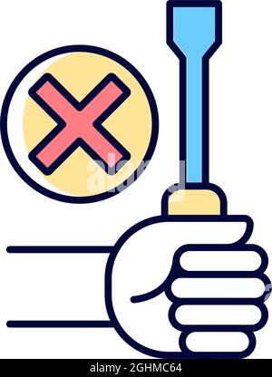 Do not repair yourself RGB color manual label icon Stock Vector