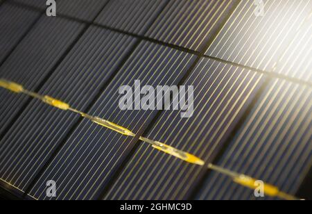 solar panel with light beam close up Stock Photo