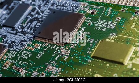 modern printed circuit board with surface mount components Stock Photo