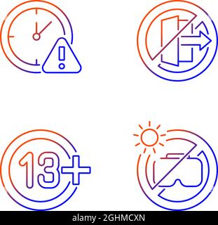 Vr headset gradient linear vector manual label icons set Stock Vector