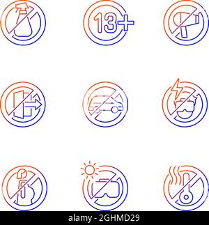 Virtual reality rules gradient linear vector manual label icons set Stock Vector