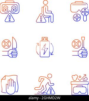 Virtual reality guide gradient linear vector manual label icons set Stock Vector