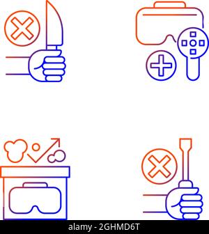 VR guide gradient linear vector manual label icons set Stock Vector