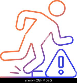 Tripping hazards gradient linear vector manual label icon Stock Vector