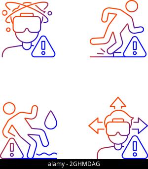 VR warning gradient linear vector manual label icons set Stock Vector