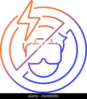 Do not use if headset causes headache gradient linear vector manual label icon Stock Vector