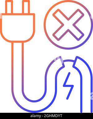 Do not use when damaged cable gradient linear vector manual label icon Stock Vector