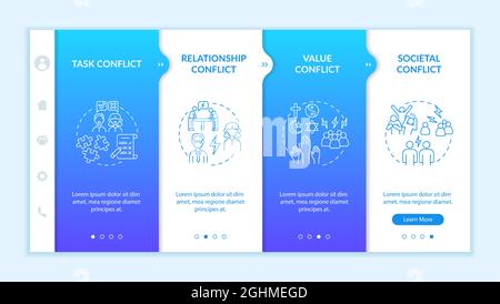 Types of conflict onboarding vector template Stock Vector