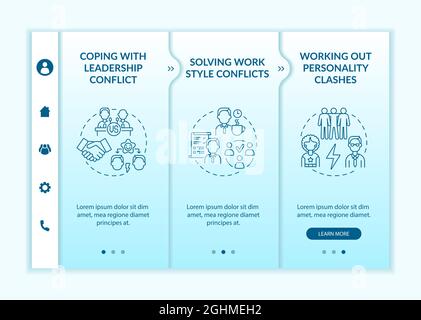 Dealing with team conflicts onboarding vector template Stock Vector