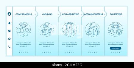 Conflict resolution strategies onboarding vector template Stock Vector