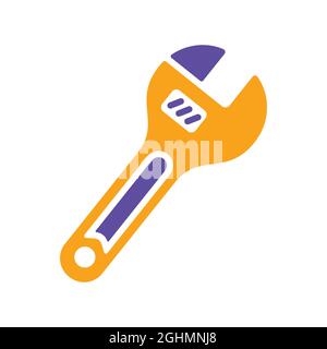 Adjustable spanner vector glyph icon. Construction, repair and building. Graph symbol for your web site design, logo, app, UI Stock Vector