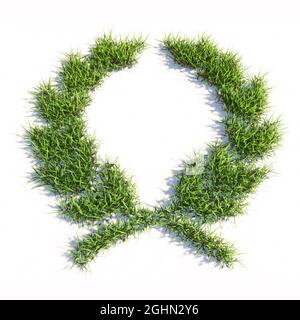 Concept or conceptual green summer lawn grass isolated white background, sign of an laurel wreaths. 3d illustration metaphor for victory, winning Stock Photo