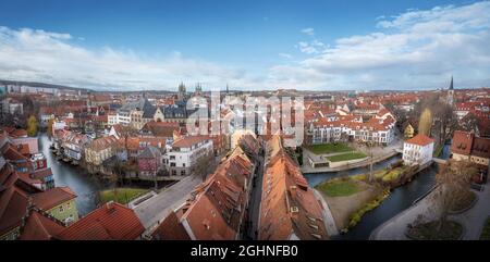 Panoramic Aerial view of Erfurt City - Erfurt, Thuringia, Germany Stock Photo