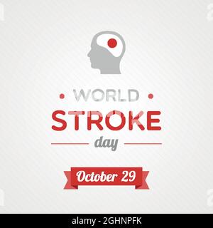 World Stroke Day. Head man icon. Vector illustration, flat design Stock Vector