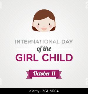 International Day of the Girl Child. October. Vector illustration, flat design Stock Vector