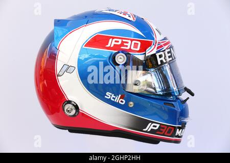 The helmet of Jolyon Palmer (GBR) Renault Sport F1 Team.  23.03.2017. Formula 1 World Championship, Rd 1, Australian Grand Prix, Albert Park, Melbourne, Australia, Preparation Day.  Photo credit should read: XPB/Press Association Images. Stock Photo