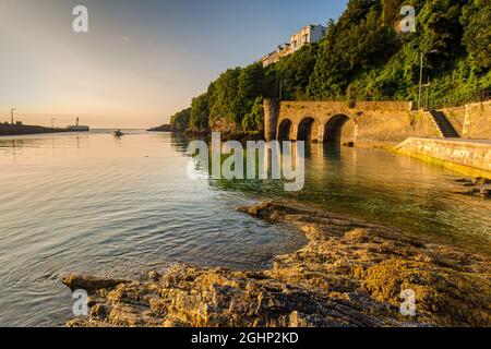 Looe Harbour in the morning Sun Stock Photo