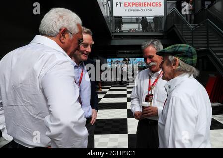 (L to R): Lawrence Stroll (CDN) Businessman with Sean Bratches, Formula 1 Managing Director, Commercial Operations; Chase Carey (USA) Formula One Group Chairman; and Jackie Stewart (GBR).  26.03.2017. Formula 1 World Championship, Rd 1, Australian Grand Prix, Albert Park, Melbourne, Australia, Race Day.  Photo credit should read: XPB/Press Association Images. Stock Photo