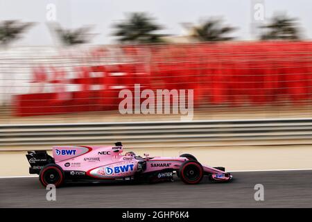 Sergio Perez (MEX) Sahara Force India F1 VJM10.  19.04.2017. Formula 1 Testing. Sakhir, Bahrain. Wednesday.  Photo credit should read: XPB/Press Association Images. Stock Photo