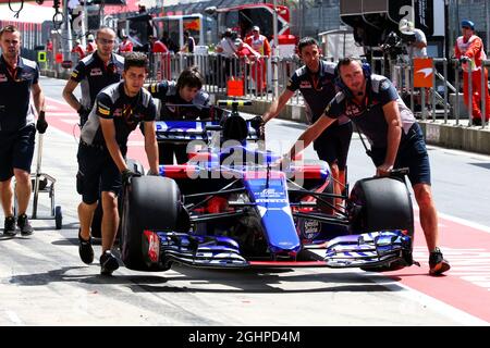 The Scuderia Toro Rosso STR12 of Carlos Sainz Jr (ESP) Scuderia Toro Rosso is recovered back to the pits after stopping on track in the third practice session.  08.07.2017. Formula 1 World Championship, Rd 9, Austrian Grand Prix, Spielberg, Austria, Qualifying Day.  Photo credit should read: XPB/Press Association Images. Stock Photo