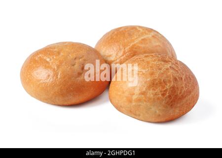 Butter buns with crispy crust isolated on white background Stock Photo