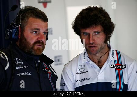 Guy Martin (GBR) Motorcycle Racer and TV Personality (Right).  25.08.2017. Formula 1 World Championship, Rd 12, Belgian Grand Prix, Spa Francorchamps, Belgium, Practice Day.  Photo credit should read: XPB/Press Association Images. Stock Photo