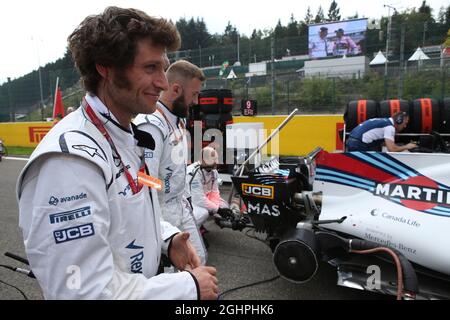 Guy Martin (GBR) Motorcycle Racer and TV Personality with the Williams team on the grid.  27.08.2017. Formula 1 World Championship, Rd 12, Belgian Grand Prix, Spa Francorchamps, Belgium, Race Day.  Photo credit should read: XPB/Press Association Images. Stock Photo