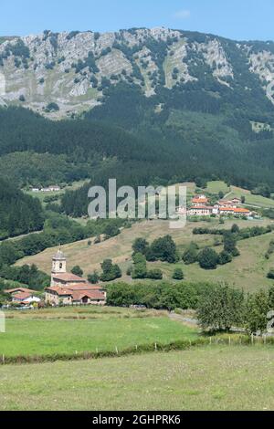 Uribarri neighborhood in Aramaio valley, Basque Country at Spain Stock Photo