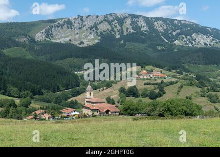 Uribarri neighborhood in Aramaio valley, Basque Country at Spain Stock Photo