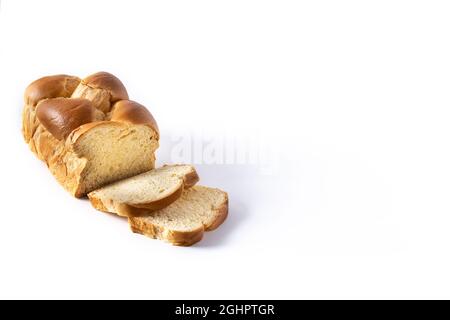 Braided egg bread isolated on white background Stock Photo