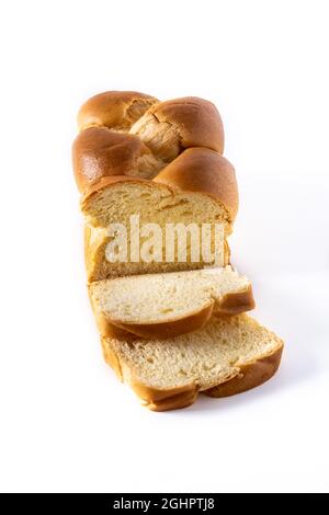 Braided egg bread isolated on white background Stock Photo