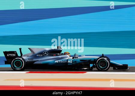 Lewis Hamilton (GBR) Mercedes AMG F1 W08. Bahrain Grand Prix, Friday 14th April 2017. Sakhir, Bahrain. Stock Photo