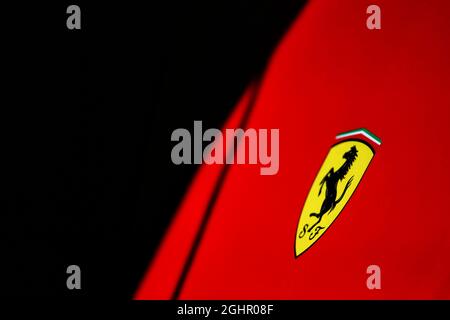 Ferrari logo.  Formula One Testing, Day 1, Tuesday 6th March 2018. Barcelona, Spain.  06.03.2018. Formula One Testing, Day One, Barcelona, Spain. Tuesday.  Photo credit should read: XPB/Press Association Images. Stock Photo