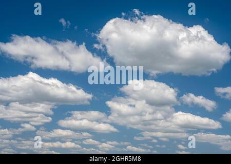 Spring clouds against blue sky, Baden-Wuerttemberg, Germany Stock Photo