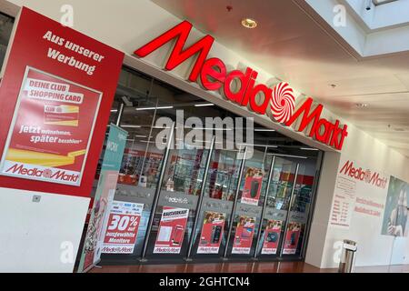 PAPENBURG, GERMANY - AUGUST 2015: Entry Of A Media Markt Store. Media Markt  Is A German Chain Of Stores Selling Consumer Electronics With Numerous At  Branches Throughout Europe And Asia. Stock Photo