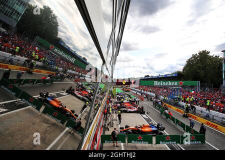 Cars in parc ferme.  08.09.2019. Formula 1 World Championship, Rd 14, Italian Grand Prix, Monza, Italy, Race Day.  Photo credit should read: XPB/Press Association Images. Stock Photo