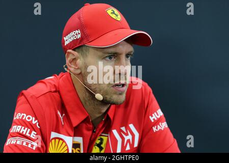 Sebastian Vettel (GER) Ferrari in the post race FIA Press Conference.  13.10.2019. Formula 1 World Championship, Rd 17, Japanese Grand Prix, Suzuka, Japan, Sunday.  Photo credit should read: XPB/Press Association Images. Stock Photo