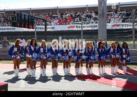 Dallas Cowboys Cheerleaders on the grid.  03.11.2019. Formula 1 World Championship, Rd 19, United States Grand Prix, Austin, Texas, USA, Race Day.  Photo credit should read: XPB/Press Association Images. Stock Photo