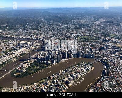 Aerial view of Brisbane and suburbs, Queensland, Australia Stock Photo