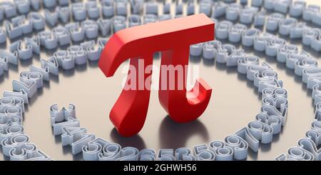 International PI day March 14. Math and science concept, Pi Greek alphabet letter, mathematical symbol and decimal sequence. Constant irrational numbe Stock Photo